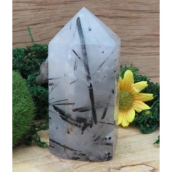 Black Tourmalated Quartz Gemstone Tower 03