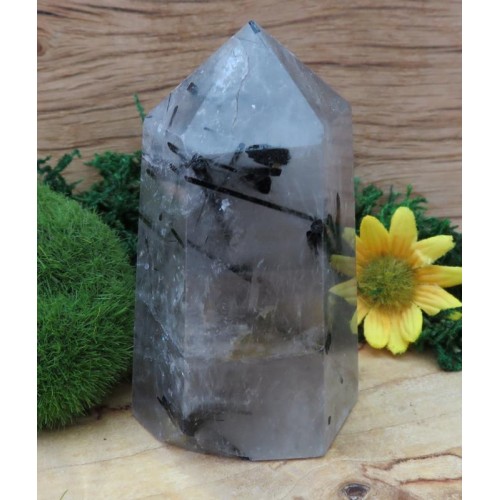 Black Tourmalated Quartz Gemstone Tower 04