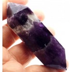 Chevron Amethyst Gemstone Double Terminated Wand 09