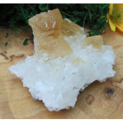 Honey Calcite on Quartz Gemstone Specimen 07