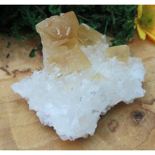 Honey Calcite on Quartz Gemstone Specimen 07