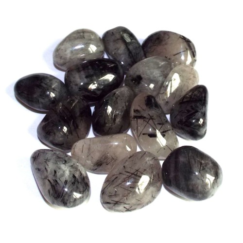 1 x Medium Black Tourmalated Quartz Tumblestone