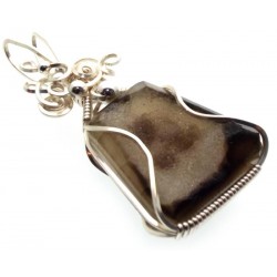 Druzy Indian Agate Silver Plated Wire Wrapped Pendant 05