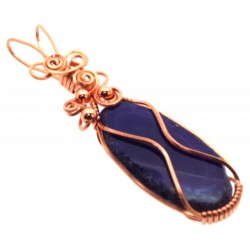 Indian Agate Slice Copper Wire Wrapped Pendant 12