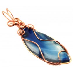 Indian Agate Slice Copper Wire Wrapped Pendant 17