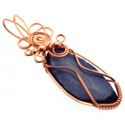 Indian Agate Slice Copper Wire Wrapped Pendant 18