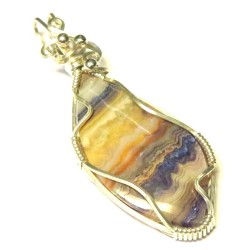 Coloured Agate Silver Plated Wire Wrapped Pendant 20
