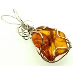 Baltic Amber Sterling Silver Wire Wrapped Pendant 01