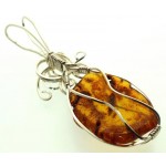 Baltic Amber Sterling Silver Wire Wrapped Pendant 02