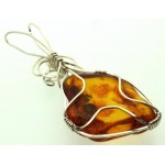 Baltic Amber Sterling Silver Wire Wrapped Pendant 03