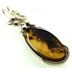 Baltic Amber Sterling Silver Wire Wrapped Pendant 04