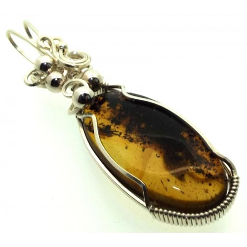 Baltic Amber Sterling Silver Wire Wrapped Pendant 04