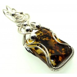 Baltic Amber Sterling Silver Wire Wrapped Pendant 05