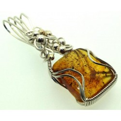 Baltic Amber Sterling Silver Wire Wrapped Pendant 06