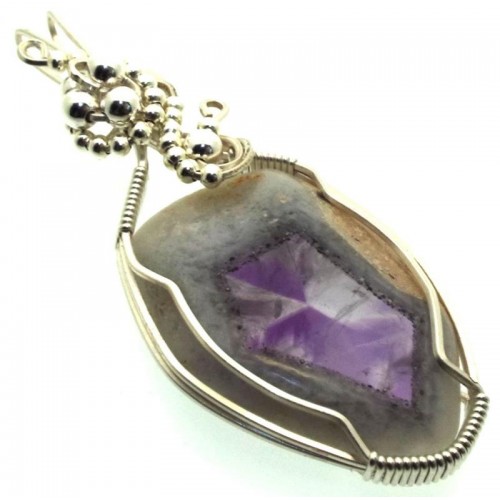Tripache Star Amethyst Stalactite Silver Plated Wire Wrapped Pendant 01