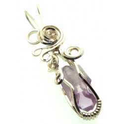 Amethyst Vera Cruz Gemstone Silver Plated Wire Wrapped Pendant 01