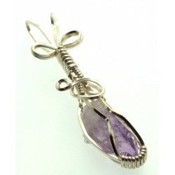 Amethyst Vera Cruz Gemstone Silver Plated Wire Wrapped Pendant 02