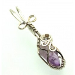 Amethyst Vera Cruz Gemstone Silver Plated Wire Wrapped Pendant 03