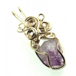 Amethyst Vera Cruz Gemstone Silver Plated Wire Wrapped Pendant 04