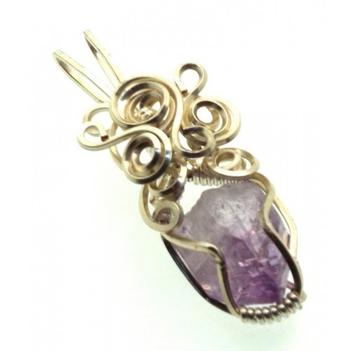 Amethyst Vera Cruz Gemstone Silver Plated Wire Wrapped Pendant 04