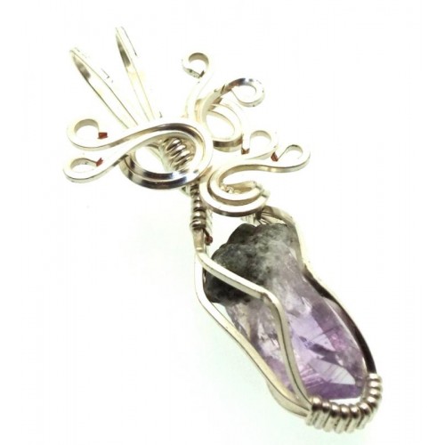 Amethyst Vera Cruz Gemstone Silver Plated Wire Wrapped Pendant 06