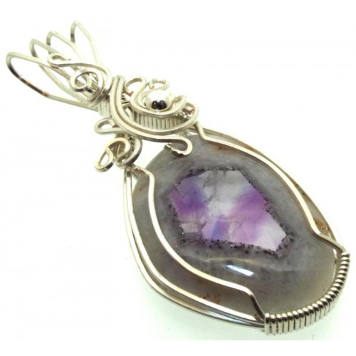 Tripache Star Amethyst Stalactite Sterling Silver Wire Wrapped Pendant 03