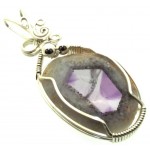 Tripache Star Amethyst Stalactite Sterling Silver Wire Wrapped Pendant 04