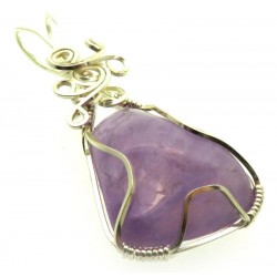 Amethyst Gemstone Silver Filled Wire Wrapped Pendant 13