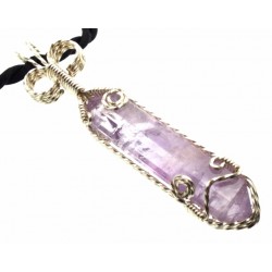 Amethyst Point Silver Plated Wrapped Pendant 01