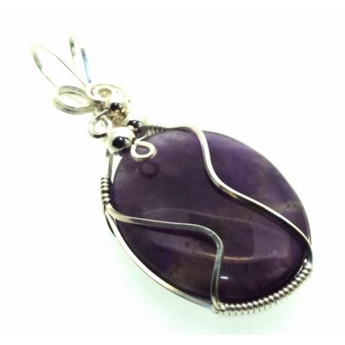 Amethyst Gemstone Silver Filled Wire Wrapped Pendant 02