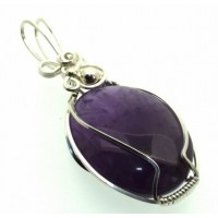 Amethyst Gemstone Silver Filled Wire Wrapped Pendant 04