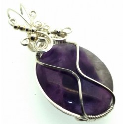 Amethyst Gemstone Silver Filled Wire Wrapped Pendant 05