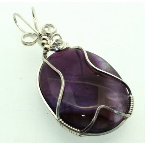 Amethyst Gemstone Silver Filled Wire Wrapped Pendant 06