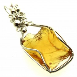 Lemurian Amber Andara Sterling Silver Wire Wrapped Pendant 475