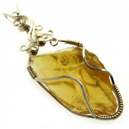 Lemurian Gold Andara Silver Filled Wire Wrapped Pendant 430