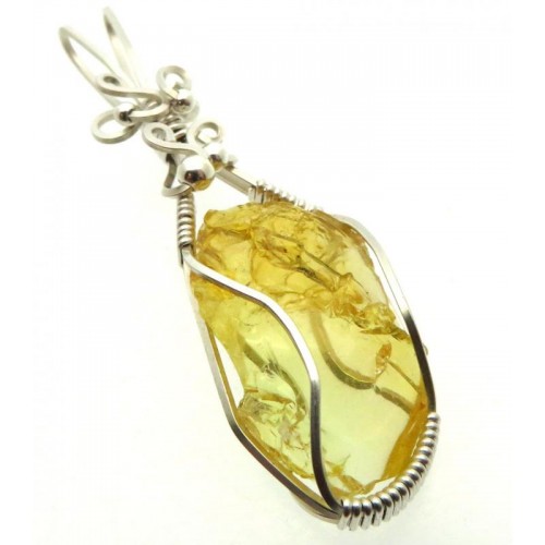 Lemurian Gold Andara Sterling Silver Wire Wrapped Pendant 484