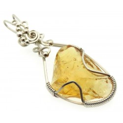 Lemurian Amber Andara Silver Plated Wire Wrapped Pendant 489
