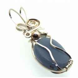 Angelite Gemstone Silver Filled Wire Wrapped Pendant 12