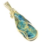 Apatite Gemstone Sterling Silver Wire Wrapped Pendant 03