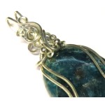 Apatite Gemstone Sterling Silver Wire Wrapped Pendant 04