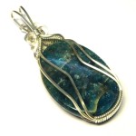 Apatite Gemstone Sterling Silver Wire Wrapped Pendant 04