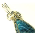 Apatite Gemstone Sterling Silver Wire Wrapped Pendant 05