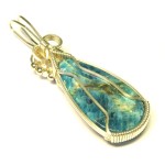 Apatite Gemstone Sterling Silver Wire Wrapped Pendant 05