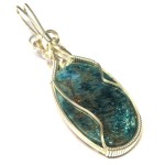 Apatite Gemstone Sterling Silver Wire Wrapped Pendant 06