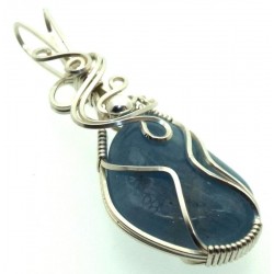 Aquamarine Sterling Silver Wire Wrapped Pendant 03