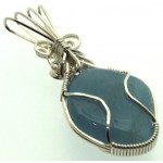 Aquamarine Sterling Silver Wire Wrapped Pendant 05