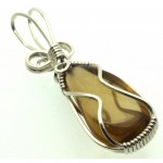 Whiskey Quartz Sterling Silver Wire Wrapped Pendant 01