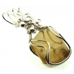 Whiskey Quartz Sterling Silver Wire Wrapped Pendant 02