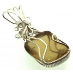 Whiskey Quartz Sterling Silver Wire Wrapped Pendant 02