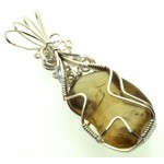 Whiskey Quartz Sterling Silver Wire Wrapped Pendant 03